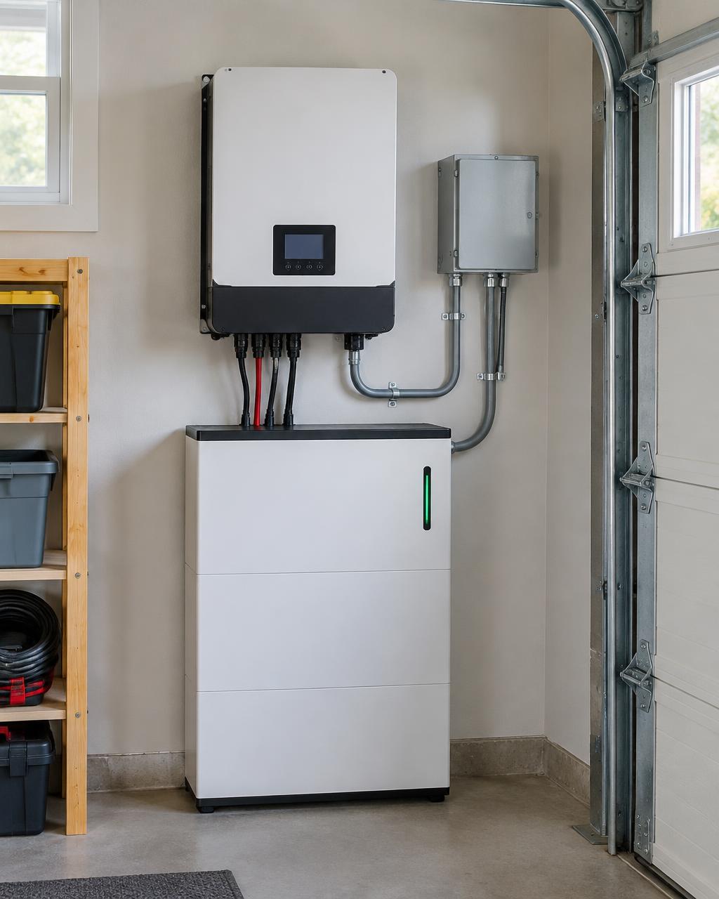 Wall-mounted inverter and battery system