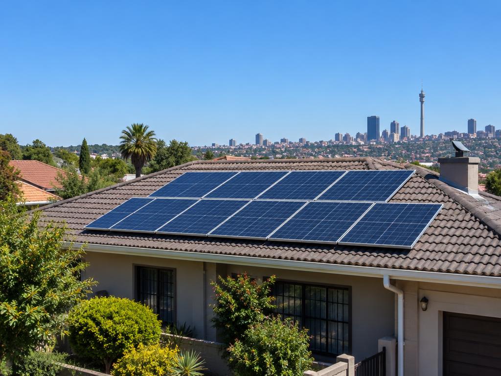 Solar panels on a residential roof in Johannesburg